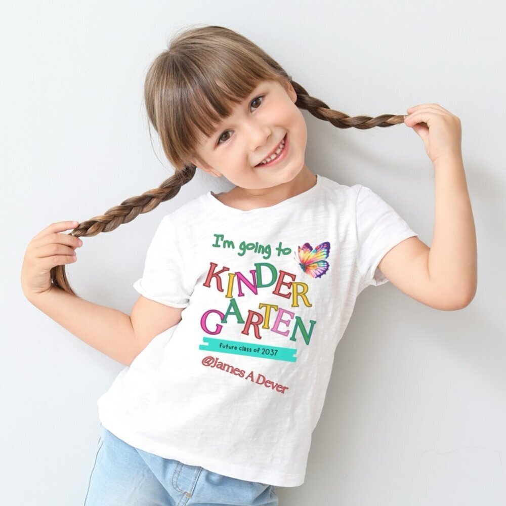 Custom Children’s Tee I'm Going to Kindergarten with Butterfly Design